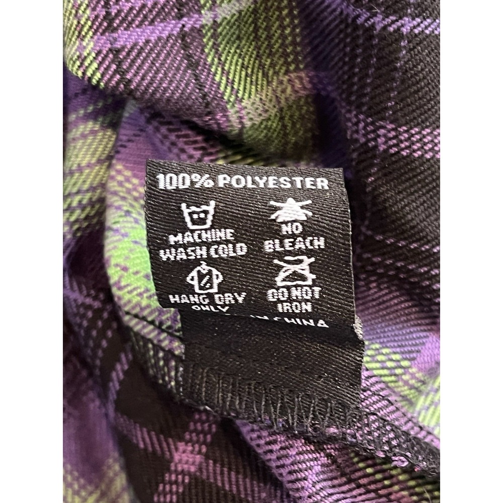Dixxon Misfits Flannel Shirt Mens 2X Purple Green Plaid Punk Rock Rare - Picture 7 of 9